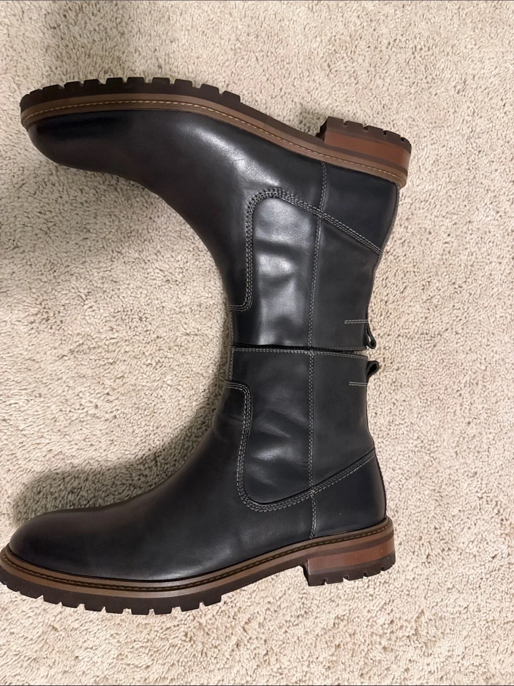 Johnston & Murphy Chocolate Brown Leather Chelsea Zip Boots-NEVER WORN